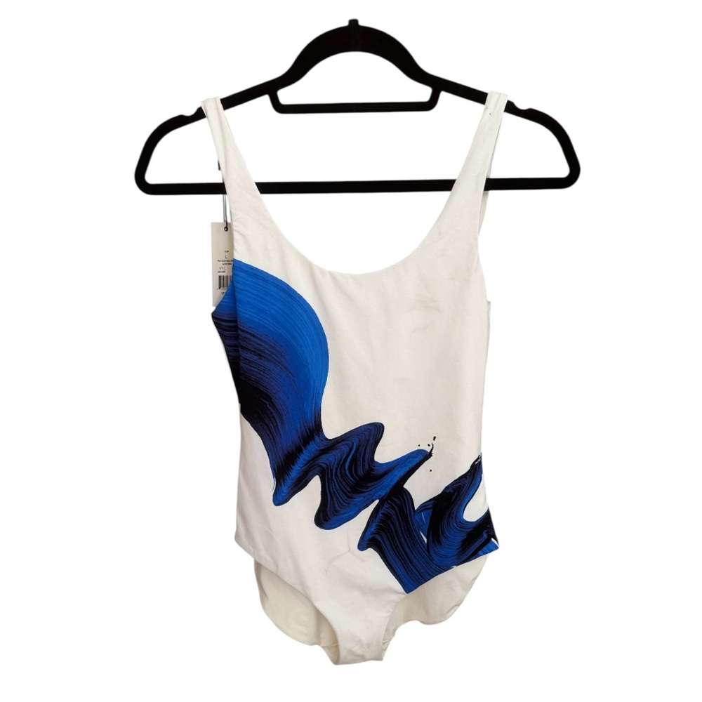Onia Kelly Scoop Neck Electric Current White One-Piece Swimsuit - Picture 2 of 9